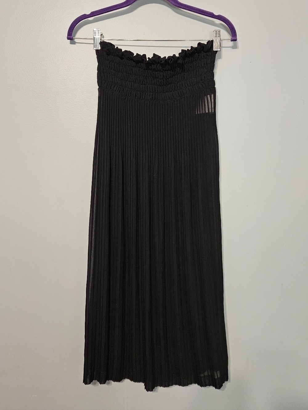 Vintage Smocked Waist Black Maxi Skirt